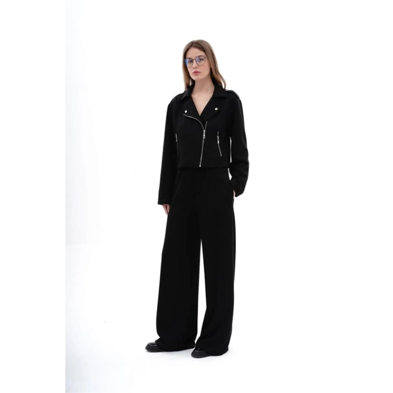 JERSEY CROP BIKER STYLE INDOOR JACKET