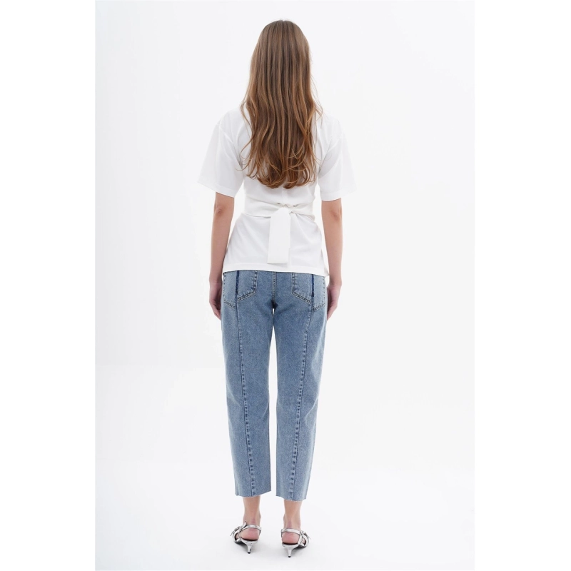 Short Sleeve Blouse with Waist Belt