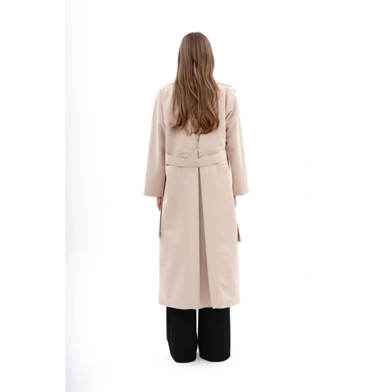 Oversized Long Trenchcoat with Shoulder Padding