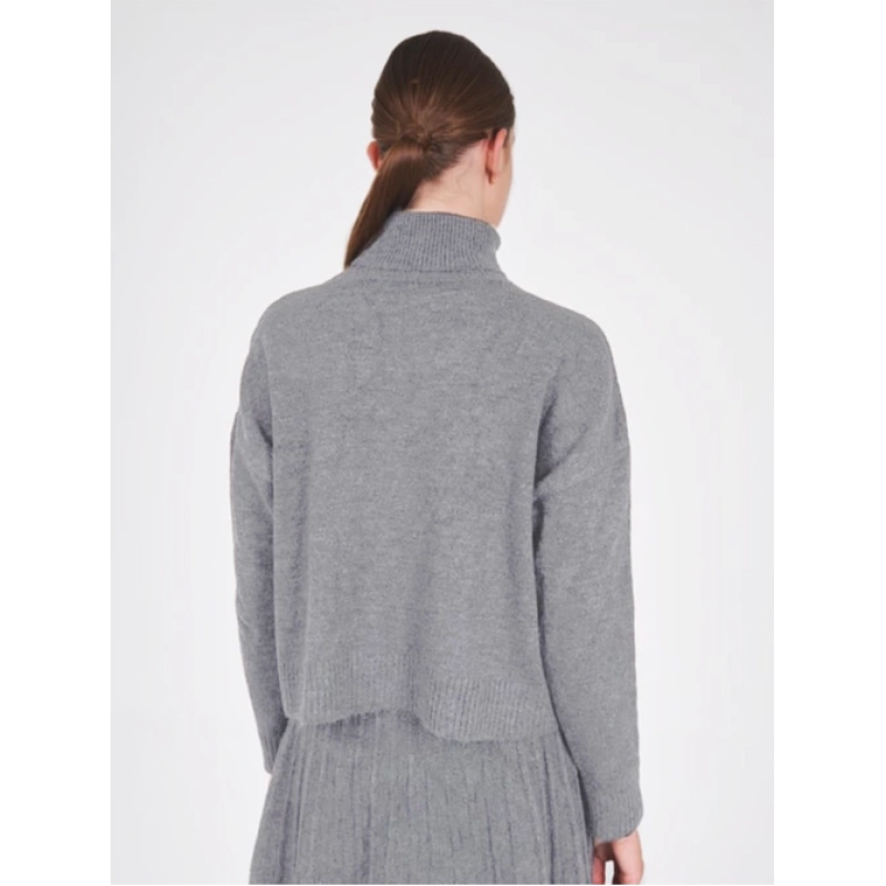 Long Sleeve Turtleneck Knit Sweater with Pleated Skirt