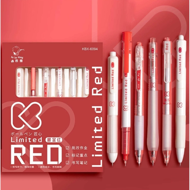 6pcs Red Ballpoint Pens