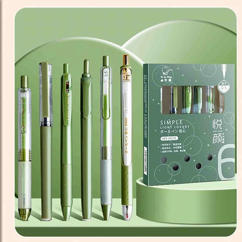 6pcs Green Ballpoint Pens