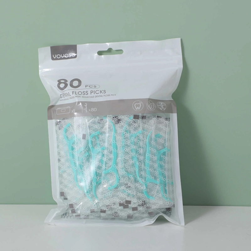 Portable Individually Packed Mint Flavor Dental Floss Pick (80Pcs)