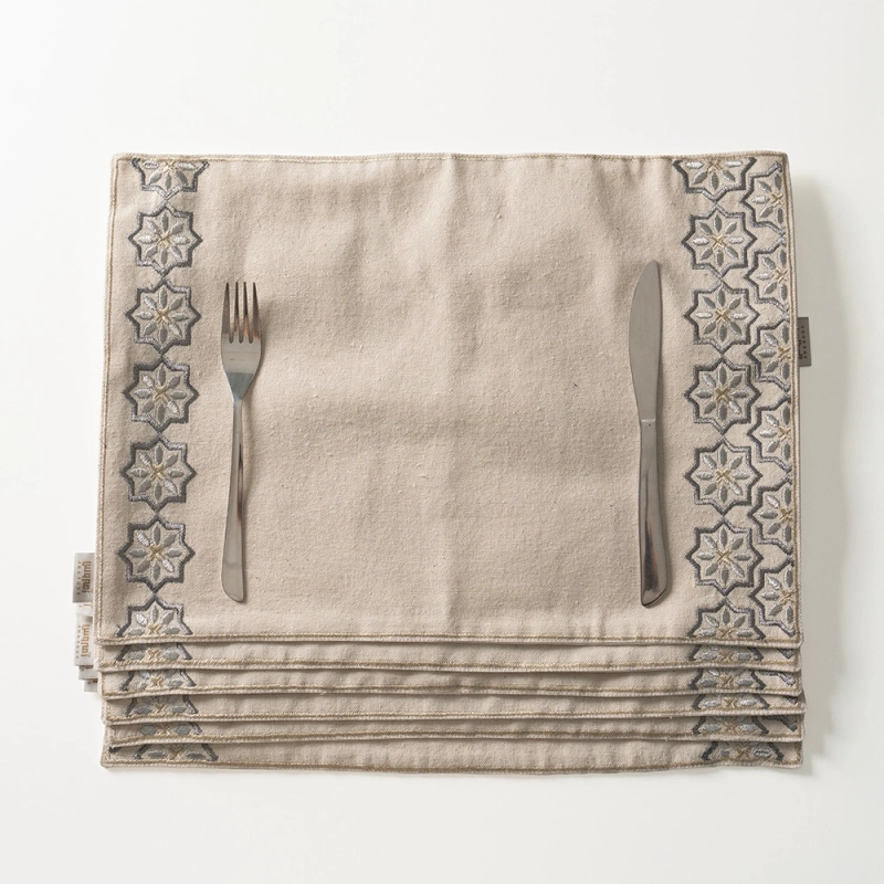 Placemat Set with a Blue Geometric Design