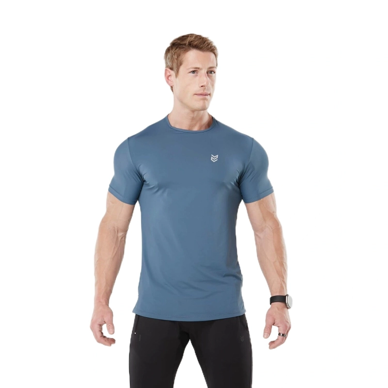 Men's Dry Fit Athleisure T-Shirt UV Anti Odor - Dark Pastel Blue