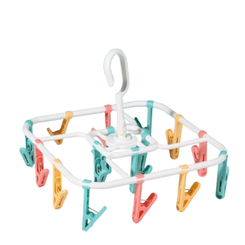 Square Foldable Rainbow Color Clothes Hanging Clips 