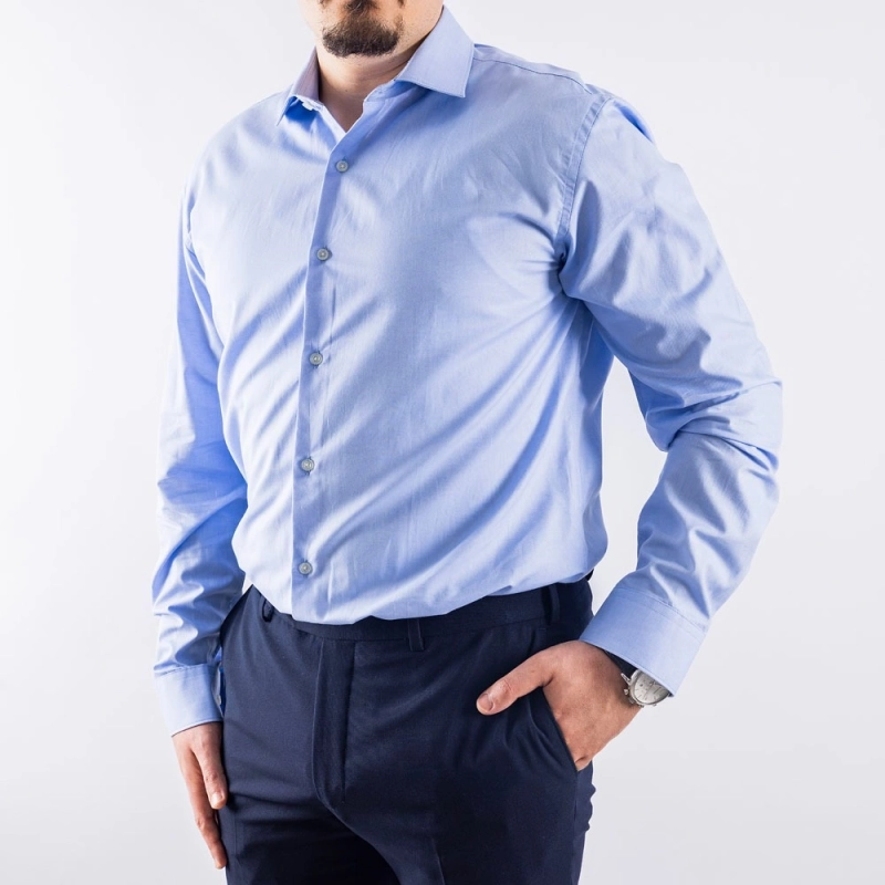 Men's Slim Fit Casual Classic Cotton Shirt - Light Blue