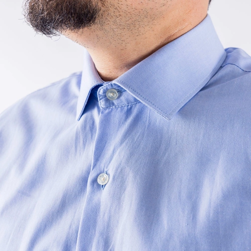 Men's Slim Fit Casual Classic Cotton Shirt - Light Blue