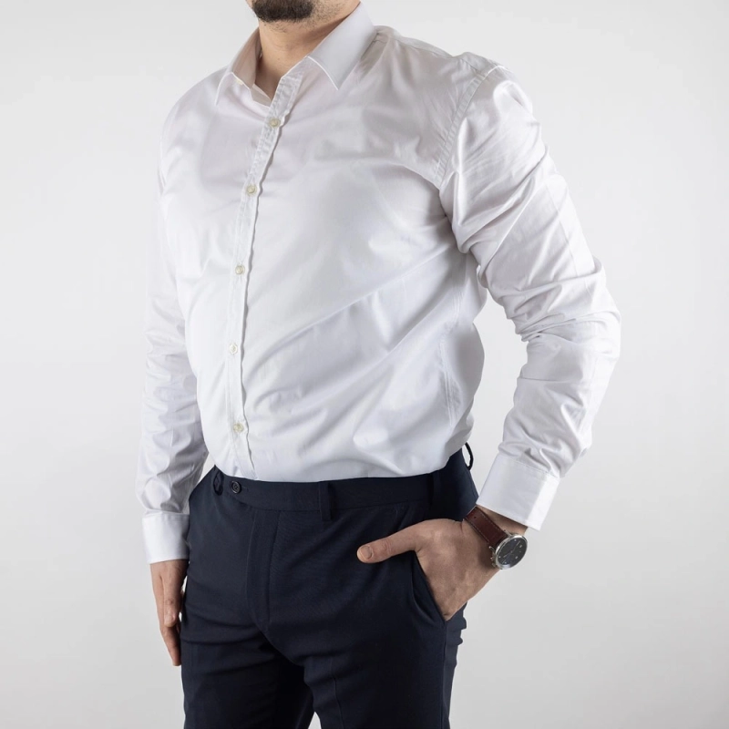 قميص رجالي قطني كلاسيكي - أبيض