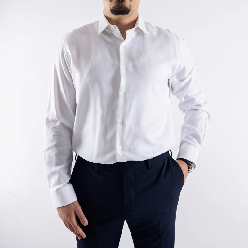 Men's Regular Fit Casual Classic Cotton Shirt - White