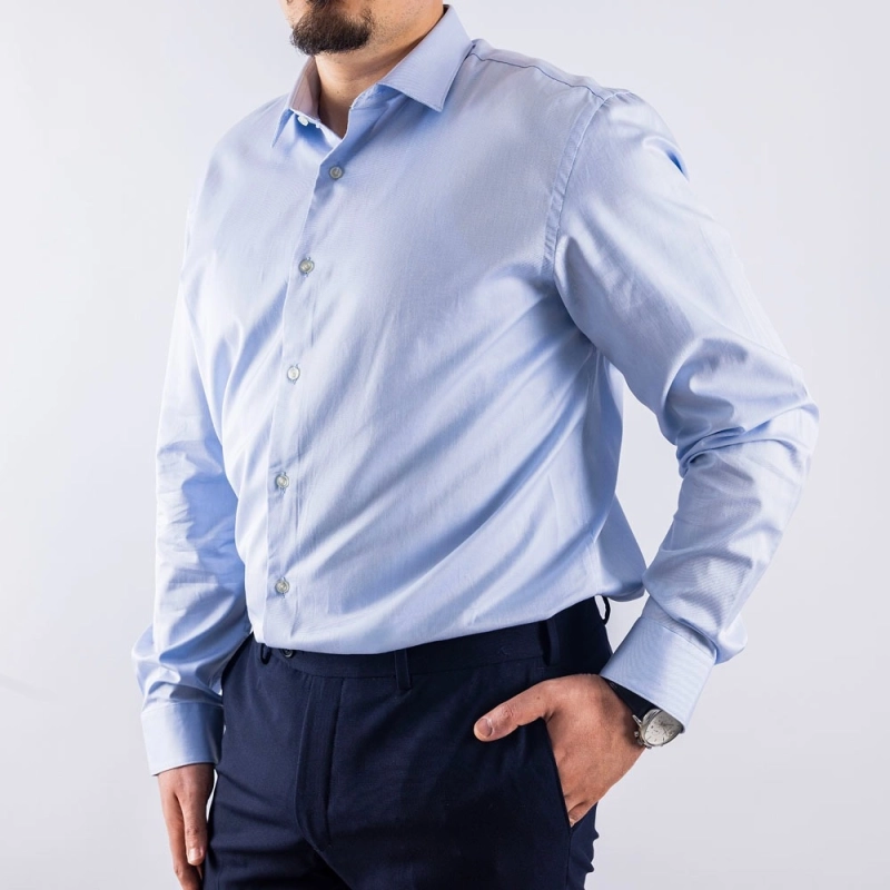 Men's Regular Fit Casual Classic Cotton Shirt - Light Blue