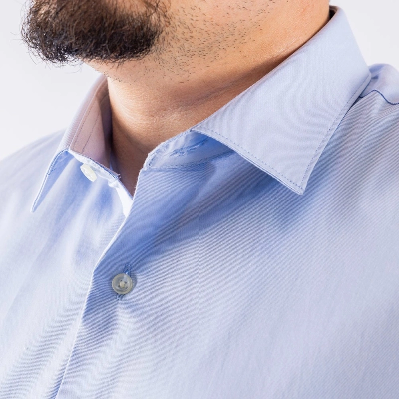 Men's Regular Fit Casual Classic Cotton Shirt - Light Blue