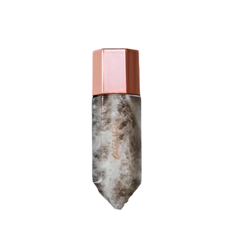 Smokey Quartz Natural Stone Oud Oil Bottle &mdash; Luxury Perfumery - Brown