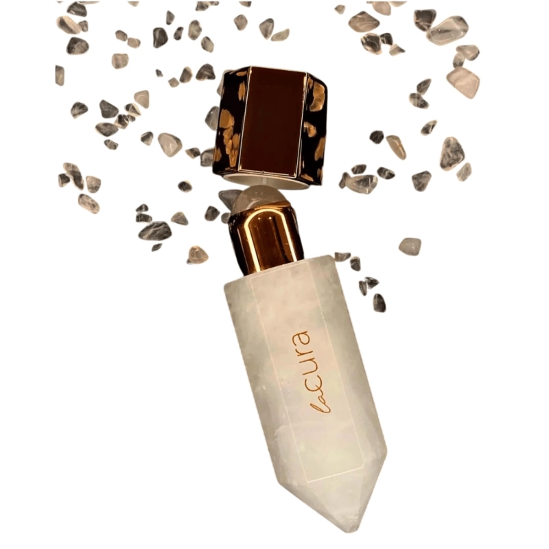 White Jade Natural Stone Oud Oil Bottle &mdash; Luxury Perfumery - White