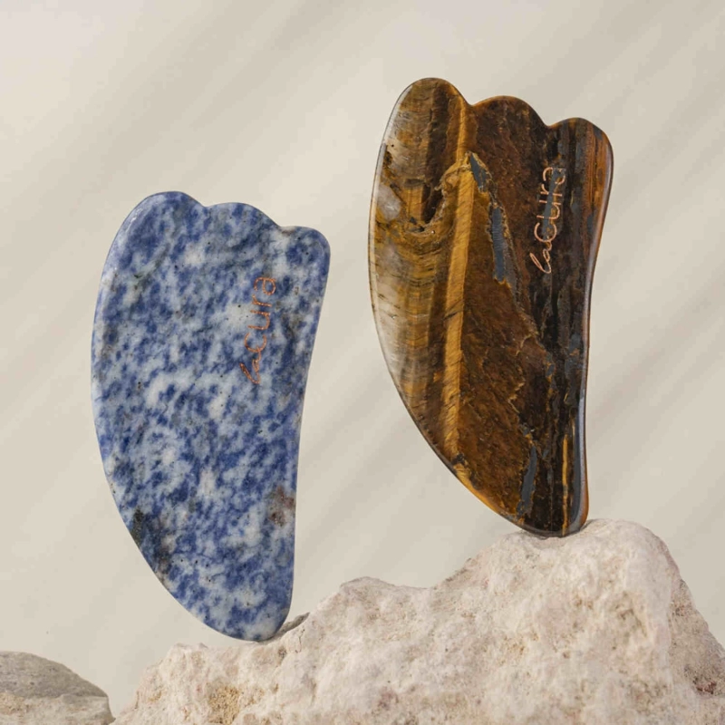 Blue Sodalite Horn Shape Gua Sha &mdash; Natural Sculpting Care - Blue