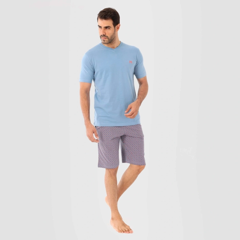 Men&rsquo;s V-Neck Short Pajama Set