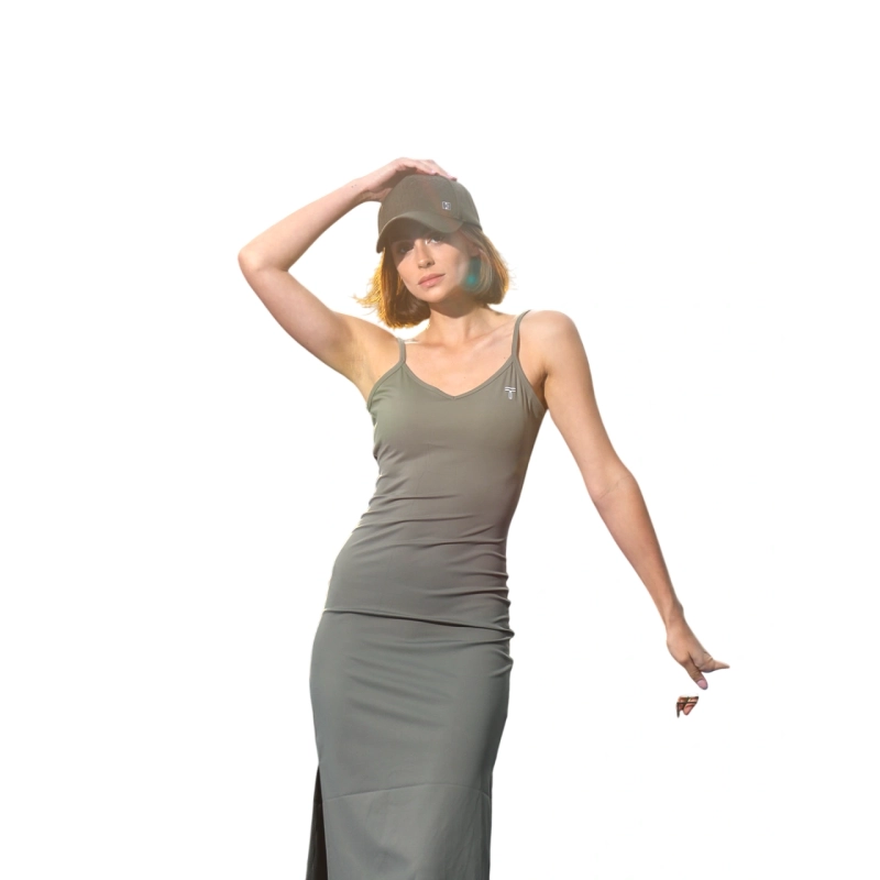 V-Neck Midi Dress - Sage Green