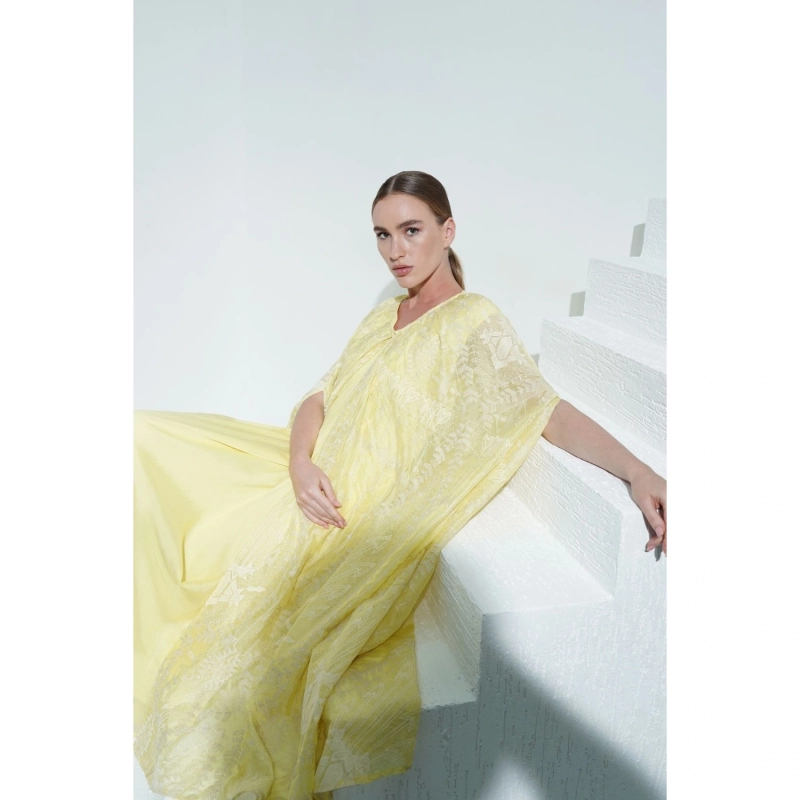 Embroidered Dress - Yellow