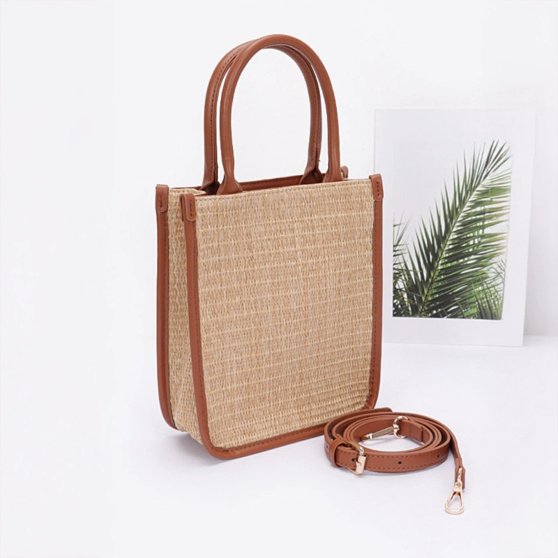 Monaco Slim Straw Tote - Beige