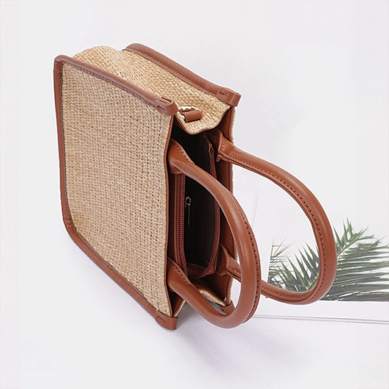 Monaco Slim Straw Tote - Beige