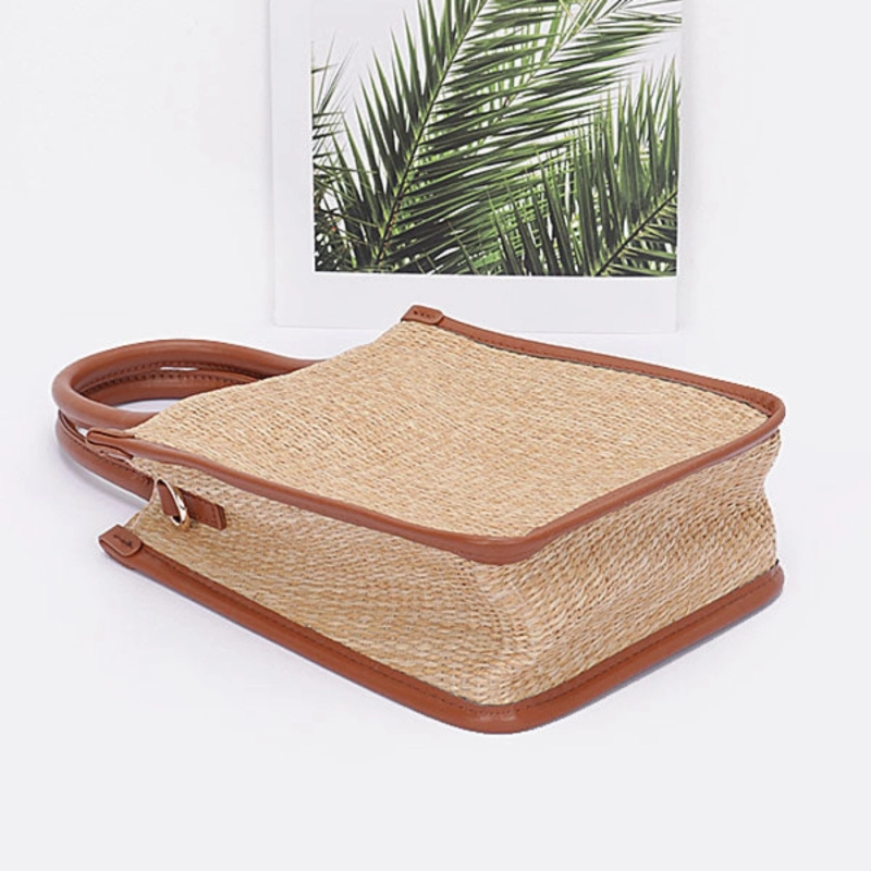 Monaco Slim Straw Tote - Beige