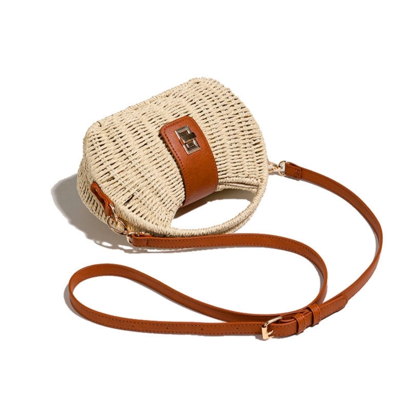 Portofino Top Handle Straw Bag - Dune Beige
