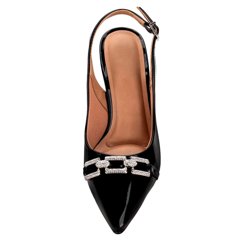 Women's Slingback Heel Glossy Black