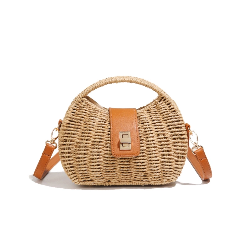 Portofino Top Handle Straw Bag - Golden Sand