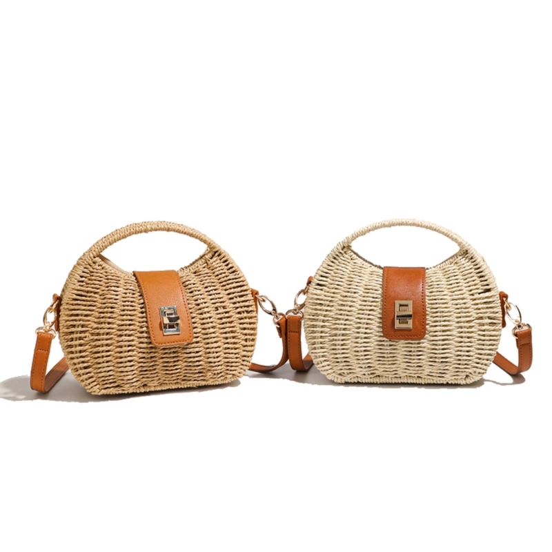 Portofino Top Handle Straw Bag - Golden Sand