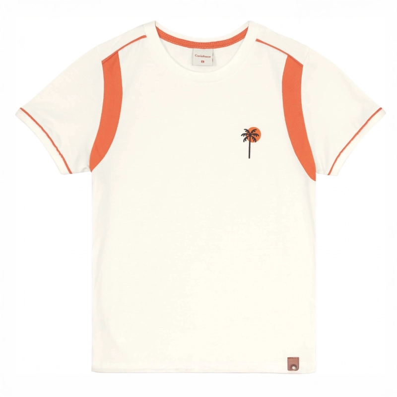 Boys' Cotton T-Shirt with Palm Tree Print - Off-White