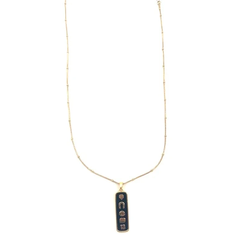High-quality Stainless Steell Tarot Necklace 45cm - Gold colorwith black Tarot pendant