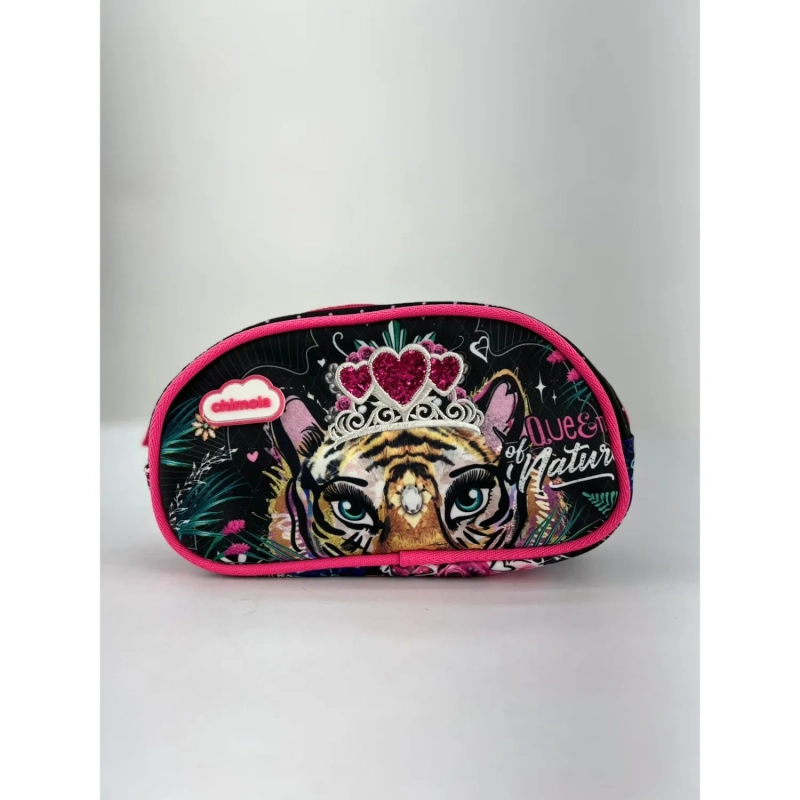 Tiger - Open Pencil Case - Black Pink