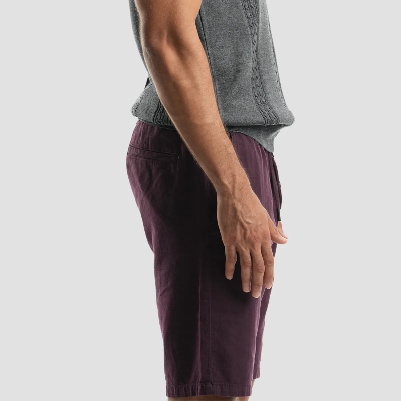 Men's Shorts - Linen - Dark Bordeaux