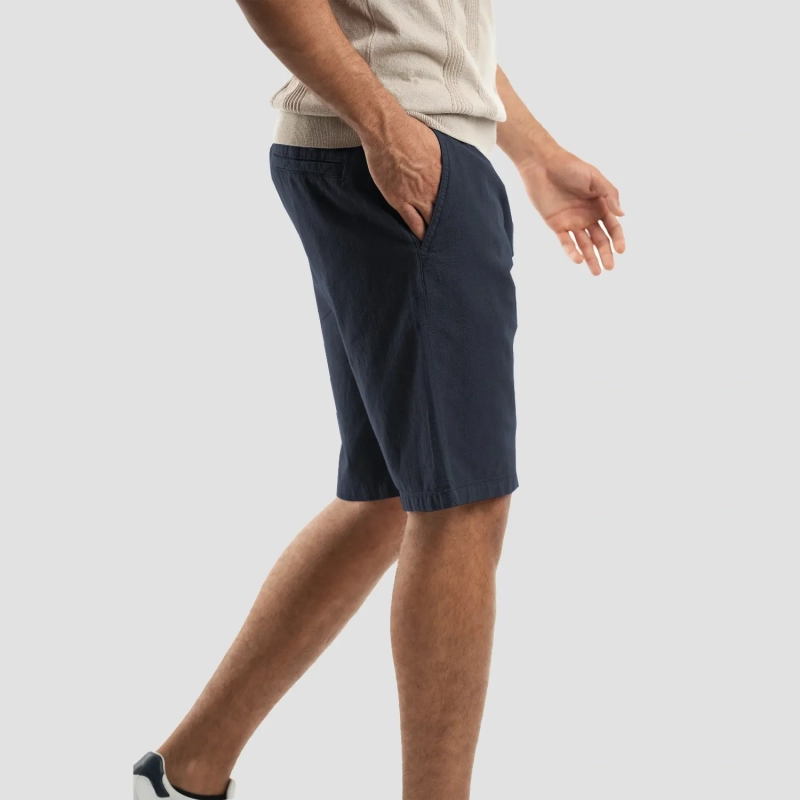 Men's Shorts - Linen - Blue Black