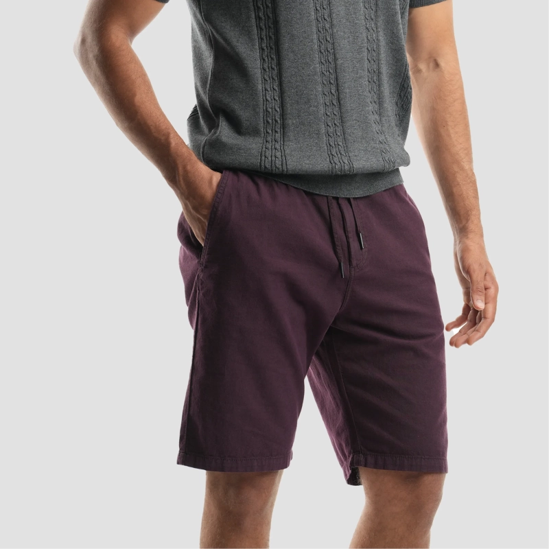 Men's Shorts - Linen - Dark Bordeaux