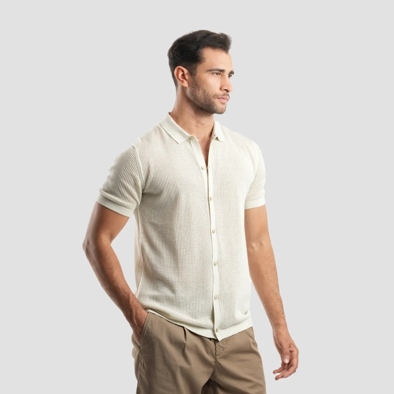 Men's Polo-Shirt -  Light Beige