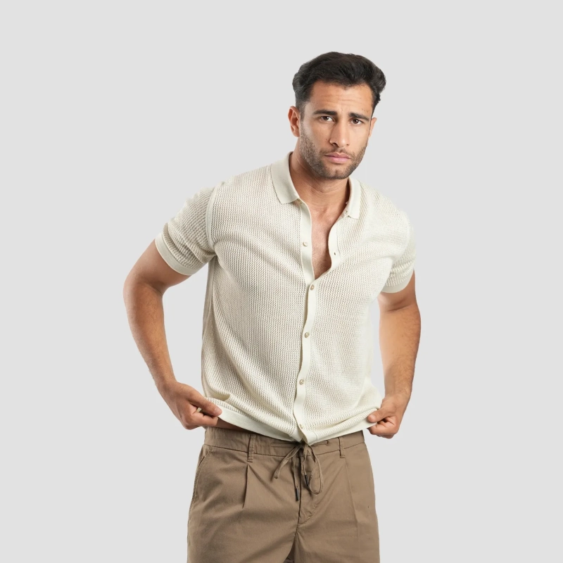 Men's Polo-Shirt -  Light Beige