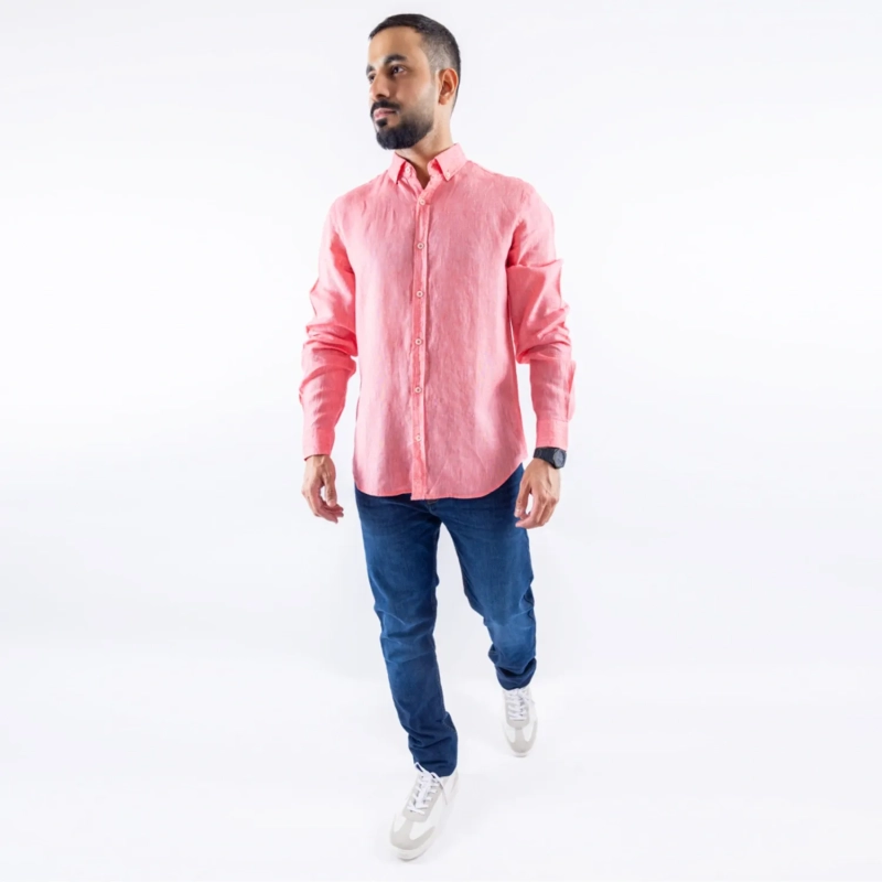 Men's Long Sleeve Shirt - Linen Modern Fit - Carol