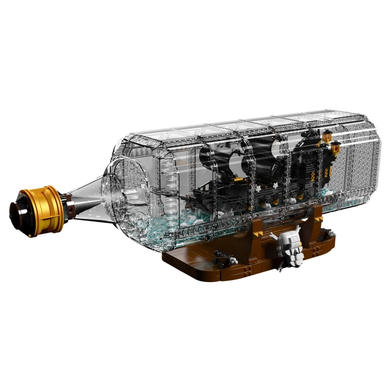 Black Pirates Ship In A Bottle Building Set Black