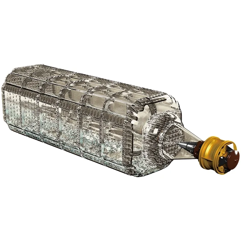 Black Pirates Ship In A Bottle Building Set Black
