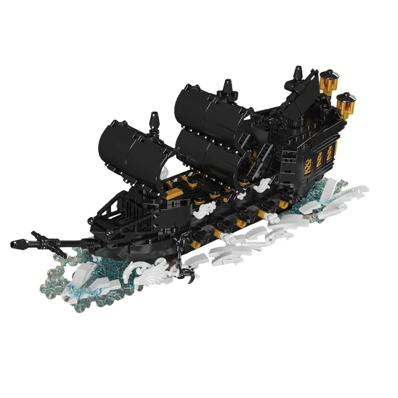 Black Pirates Ship In A Bottle Building Set Black