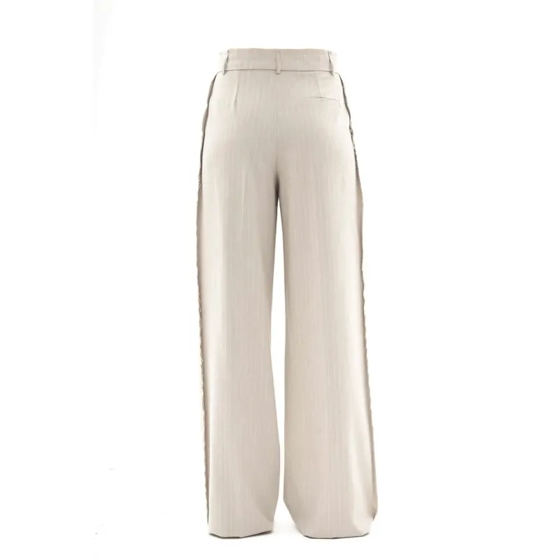 Bg Loose Fit Dad's Pants with Pleats and Cut Edges