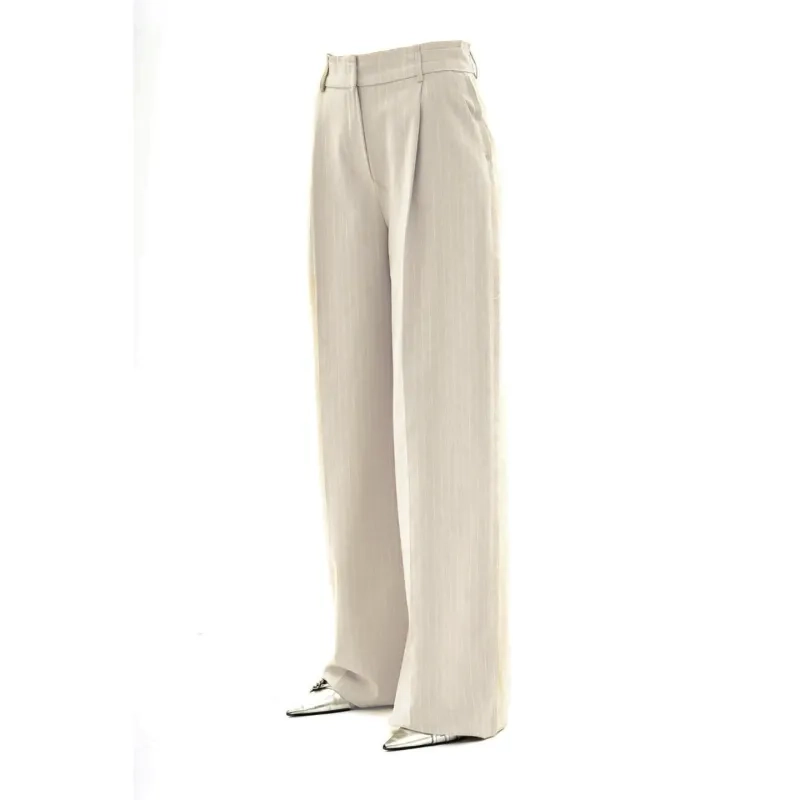 Bg Loose Fit Dad's Pants with Pleats and Cut Edges