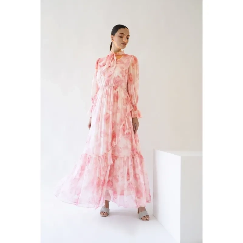 Floral Ruffles Dress - Pink