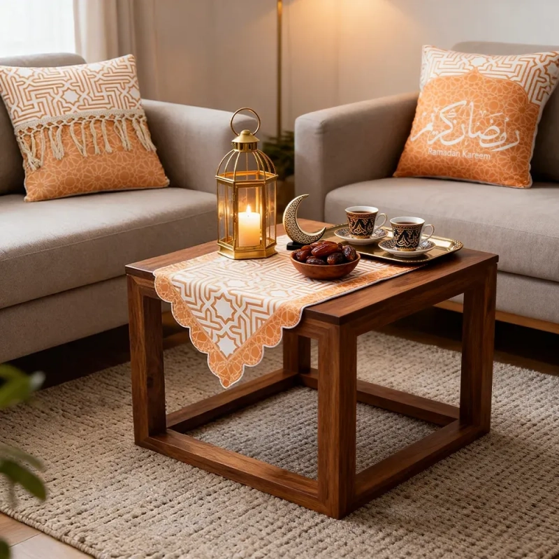 Geometric Ramadan Kareem Textile Set &ndash; A sophisticated blend of heritage and modern fabric artistry