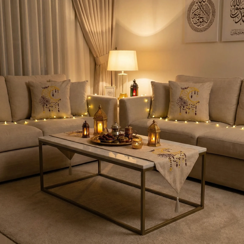 Crescent Embroidery Textile Set &ndash; Yellow  - A refined fabric collection that blends traditional artistry with modern festive elegance