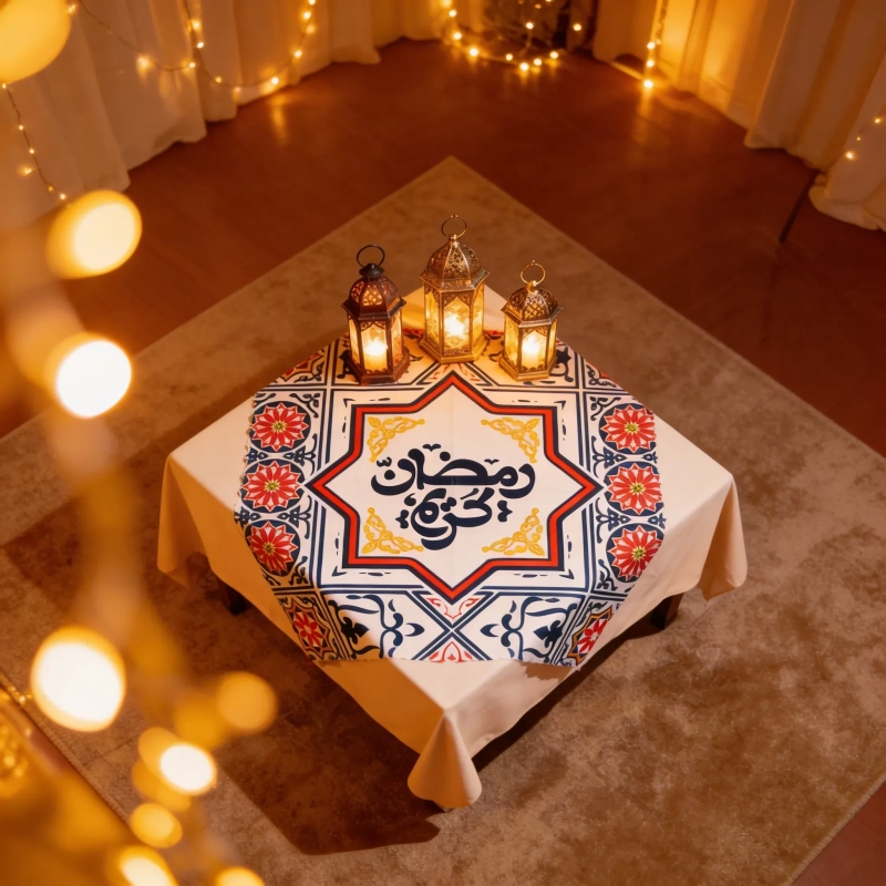 Heritage Ramadan Table Cloth &ndash; Elevate your gatherings with a vibrant tapestry of Islamic artistry
