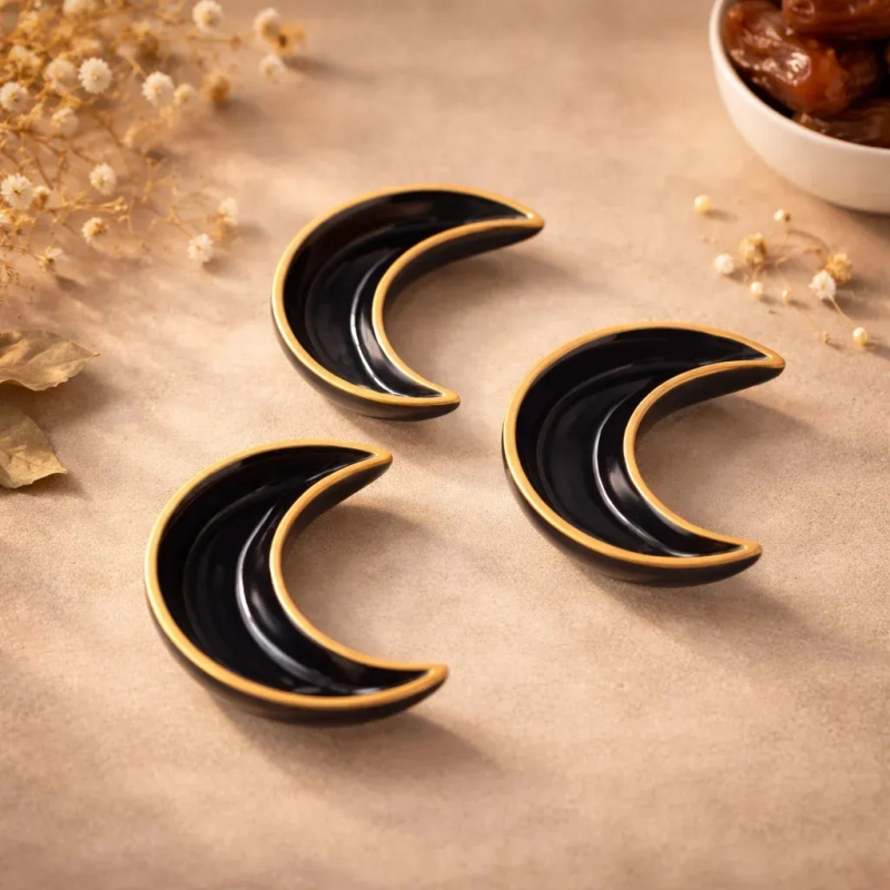 Crescent Tray -Black- A sophisticated blend of celestial design and modern luxury