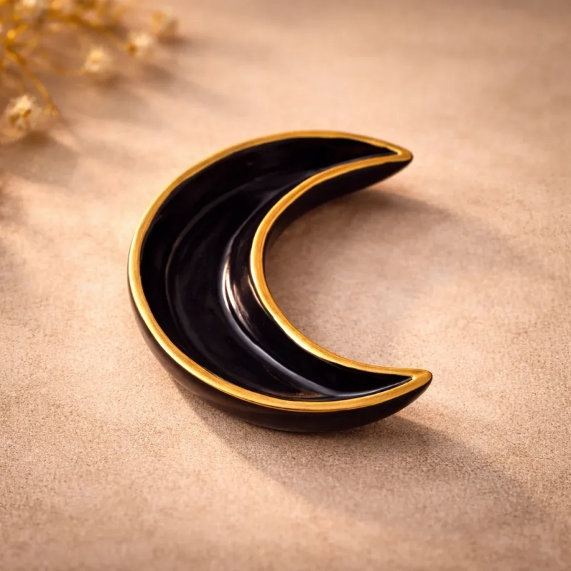 Crescent Tray -Black- A sophisticated blend of celestial design and modern luxury