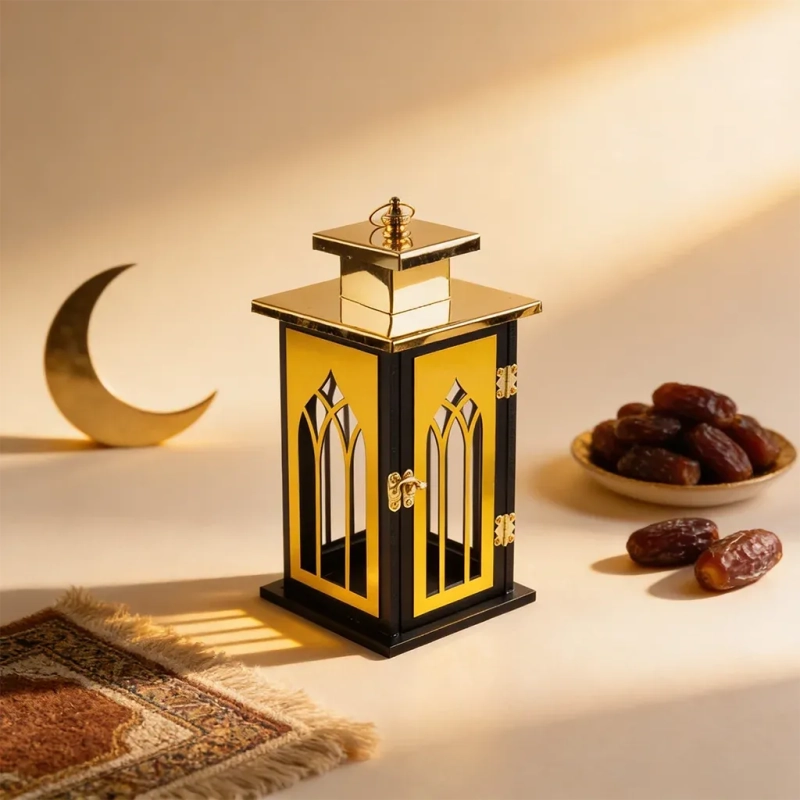 Lantern with Domed Top &ndash;Black&amp;Gold -A graceful beacon of traditional artistry and modern elegance